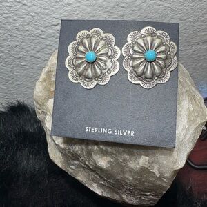 Sterling & Turquoise Concho Earrings